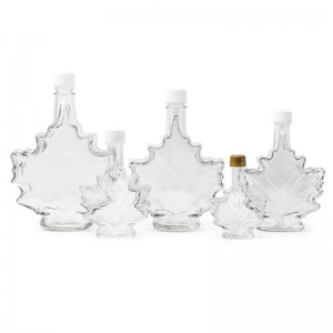 Maple Syrup Leaf Shaped Empty Glass Bottles 50 ml 100 ml 250 ml