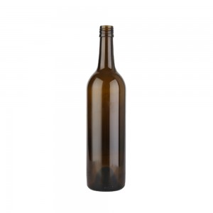 750 ml amber color red wine bottle with screw