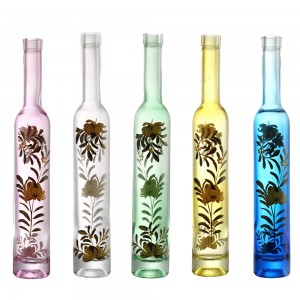 Design 375 ml decal paper Clear liquor glass bottle