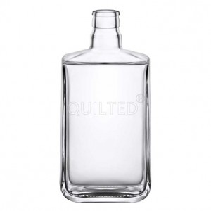 China 700 ml flat flint liquor glass vodka bottle with cover Manufacturer and Company | QLT