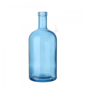 China 500 ml blue color round liquor glass gin bottle Manufacturer and Company | QLT