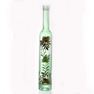 China Wholesale  375 ml ice wine liquor paper transfer glass bottle with cork
