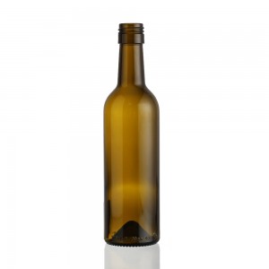 Fancy 375 ml amber wine glass bottle with cover