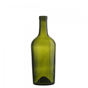 China 750 ml green color liquor spirit glass bottle with cork Manufacturer and Company | QLT