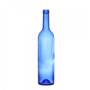 750 ml blue color wine glass bottle with cork