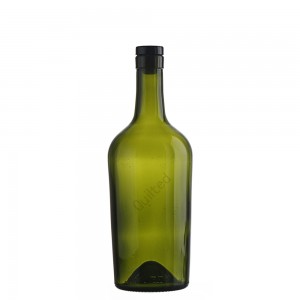 China 750 ml round shape green liquor glass bottle Manufacturer and Company | QLT