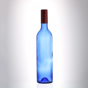 China 750 ml blue color wine glass bottle with cork Manufacturer and Company | QLT