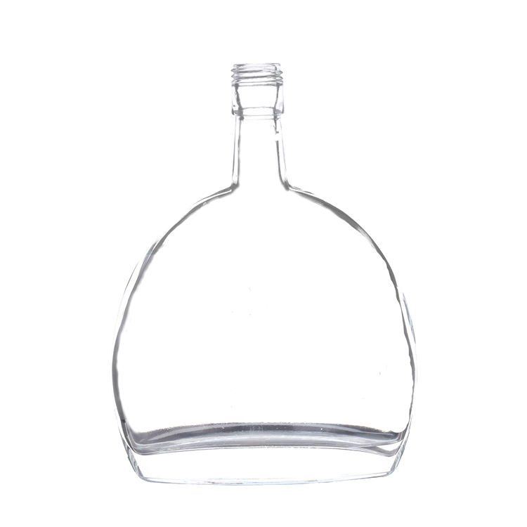 China Wholesale Custom Tequila Bottle Factories Pricelist- 500ml Flat Round Shape Brandy Glass Bottles – QLT