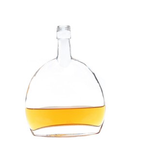 China 500ml Flat Round Shape Brandy Glass Bottles Manufacturer and Company | QLT