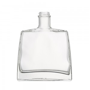 China unique clear glass 700 ml flat shape liquor bottle Manufacturer and Company | QLT