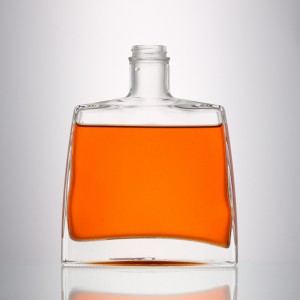 China unique clear glass 700 ml flat shape liquor bottle Manufacturer and Company | QLT