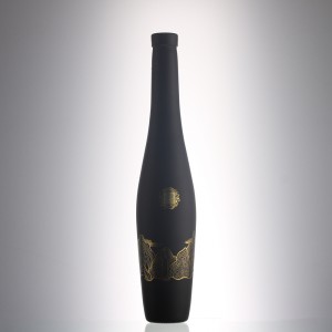 China 375 ml black color embossed liquor glass bottle Manufacturer and Company | QLT