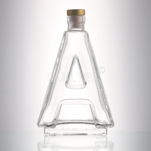 High-Quality Cheap Glass Liquor Bottles With Corks Manufacturers Suppliers-
 Custom 500 ml Letter shape liquor glass whisky bottle  – QLT