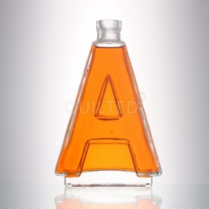 China Custom 500 ml Letter shape liquor glass whisky bottle Manufacturer and Company | QLT