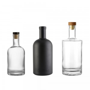 China Custom round shape liquor glass vodka bottle with cork Manufacturer and Company | QLT