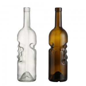 Custom shape 750 ml liquor whisky glass bottle