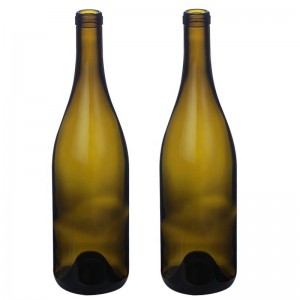 750 ml Antique Green Glass Burgundy Wine Bottles Cork Finish