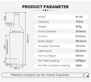 China W-59 750ml Wine Glass Bottle Manufacturer and Company | QLT